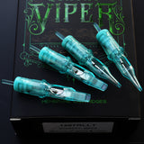 VIPER Curved Magnum #10 BugPin Long Taper Green Tattoo Needle Cartridge