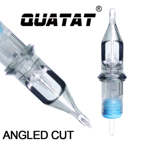 Round Shader #12 Medium Taper QUATAT Tattoo Needle Cartridges Angled Cut