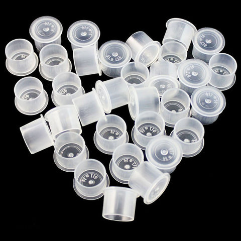 Medium Size Transparent Tattoo Ink Cap Wide Base 200pcs Pack