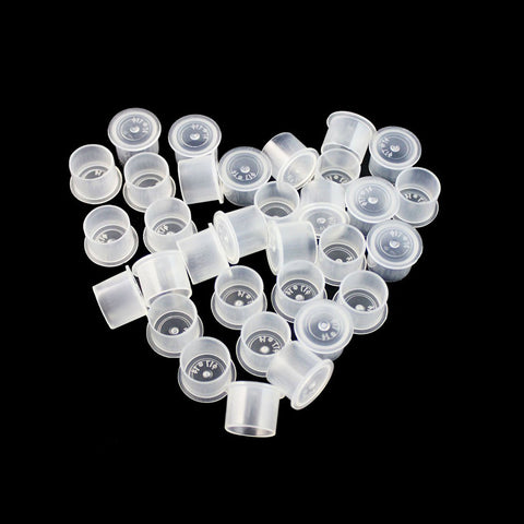 Small Size Transparent Tattoo Ink Cap Wide Base 200pcs Pack